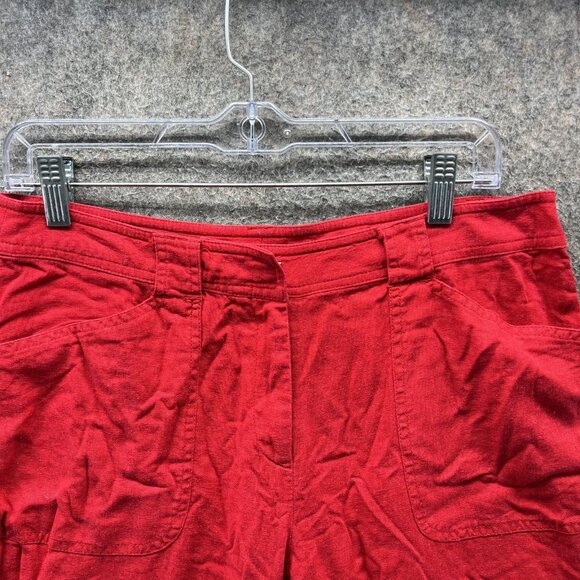 Pendleton Pants Womens 8 Red Linen Blend Cropped Casual Capri Pockets Summer - Picture 9 of 10